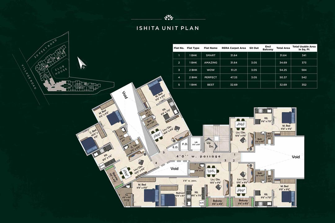 ishita flat unit plan vijay properties