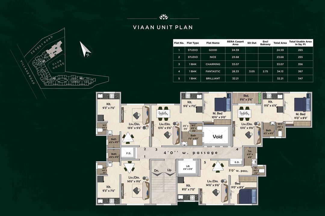 viaan flat unit plan vijay properties